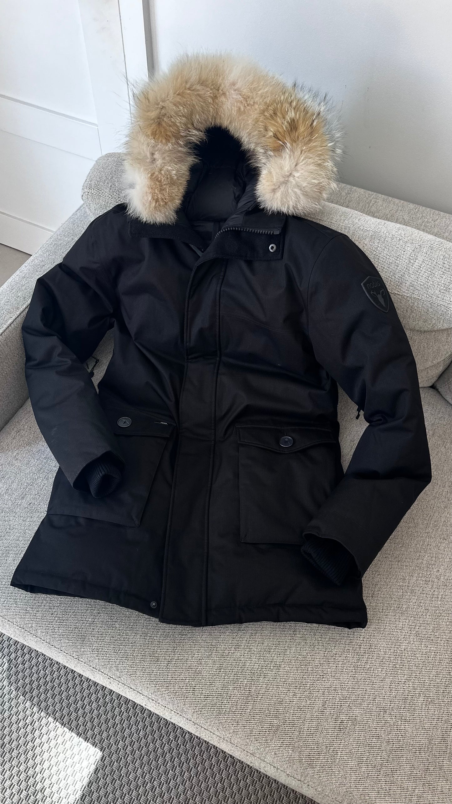 Nobis Yves Black Removable Fur Hood Parka Coat – Medium