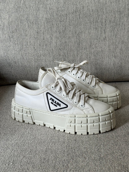 Prada White And Black Double Wheel Trainers -UK 5