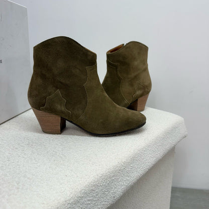 Isabel Marant Velvet Boots Brown Cowboy Boots - UK 2