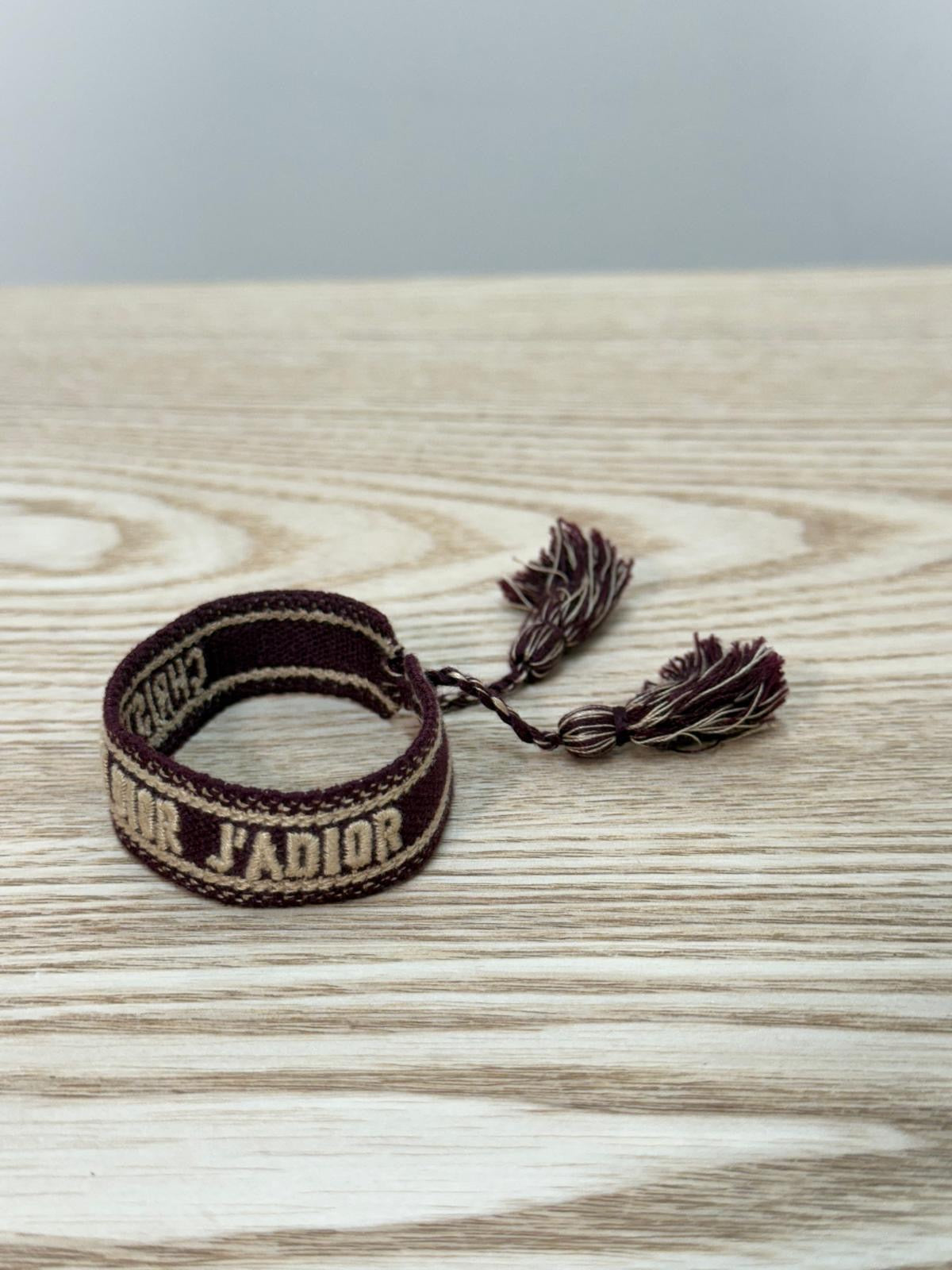 Dior Burgundy White Racer 'J'Adior' Friendship Bracelet - One Size