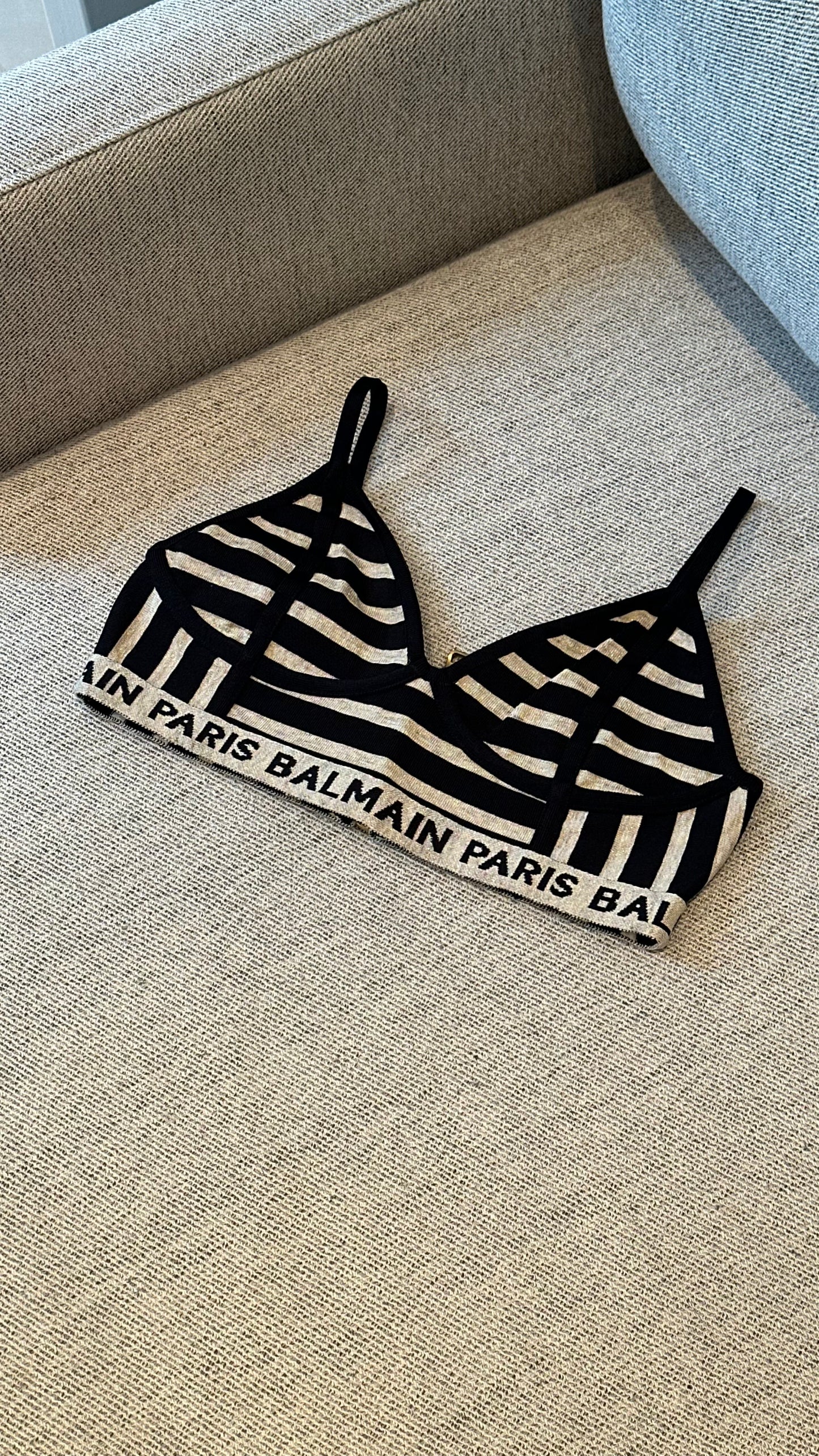Balmain black and gold cropped bracelet top - UK 8/10