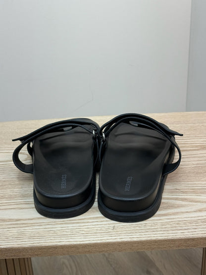 Hermès Chypre Black Leather Sandal EU44/UK10