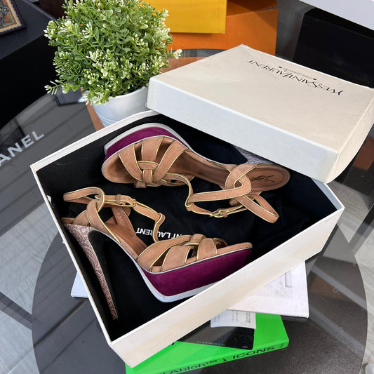 YSL Nude & Plum Pip 105 Tribute Heel - UK 8