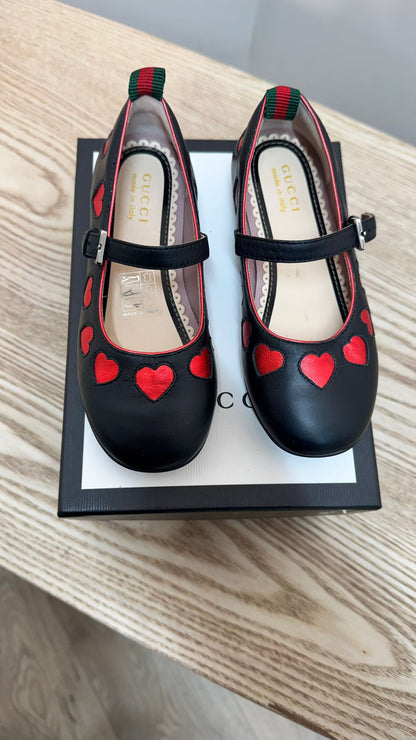 Kids Gucci Black Heart Dolly Shoes – New In Box EU 25 / UK 8 Kids