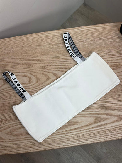 Dior Black And White Bralette High-Waisted Shorts Set - Large Top / Medium Pants