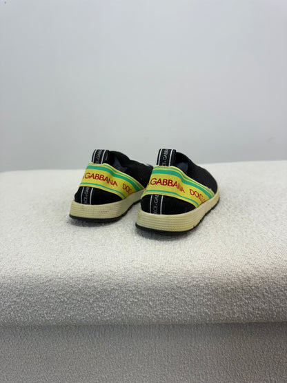 Kids Dolce & Gabbana Black,Yellow & Green Tape Logo Trainer - EU 26
