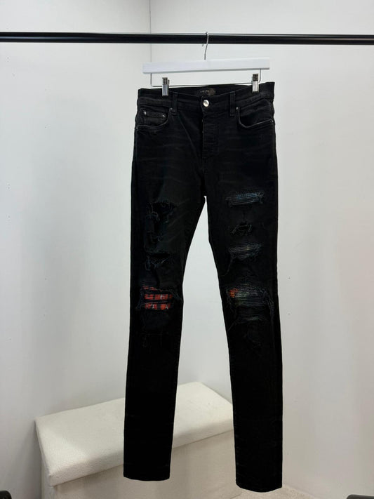 Amiri Black Pink Blue MX1 Ripped Jeans -30