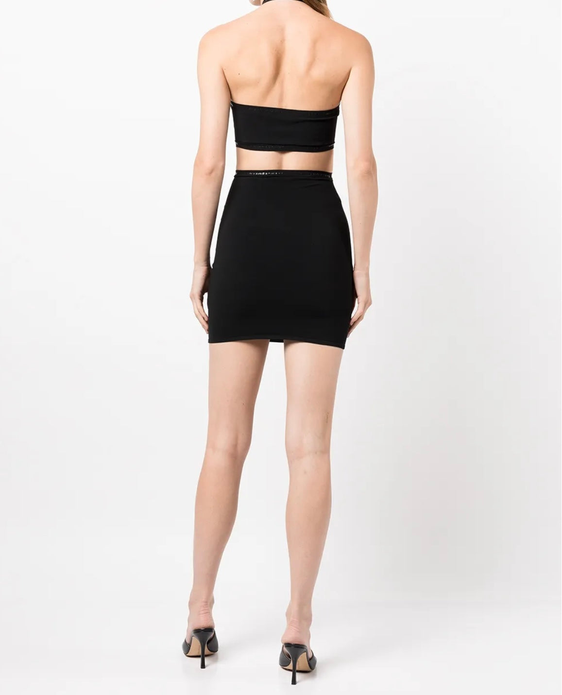 Alexander Wang Black Halter Cross Logo Trim Dress. New With Tags– Medium