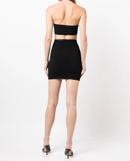 Alexander Wang Black Halter Cross Logo Trim Dress. New With Tags– Medium