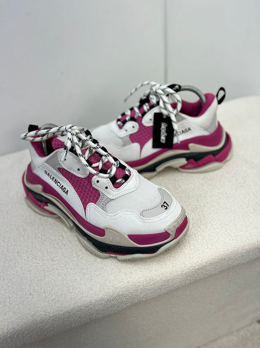 Balenciaga White And Pink Triple S Trainers , Brand New-  UK 4