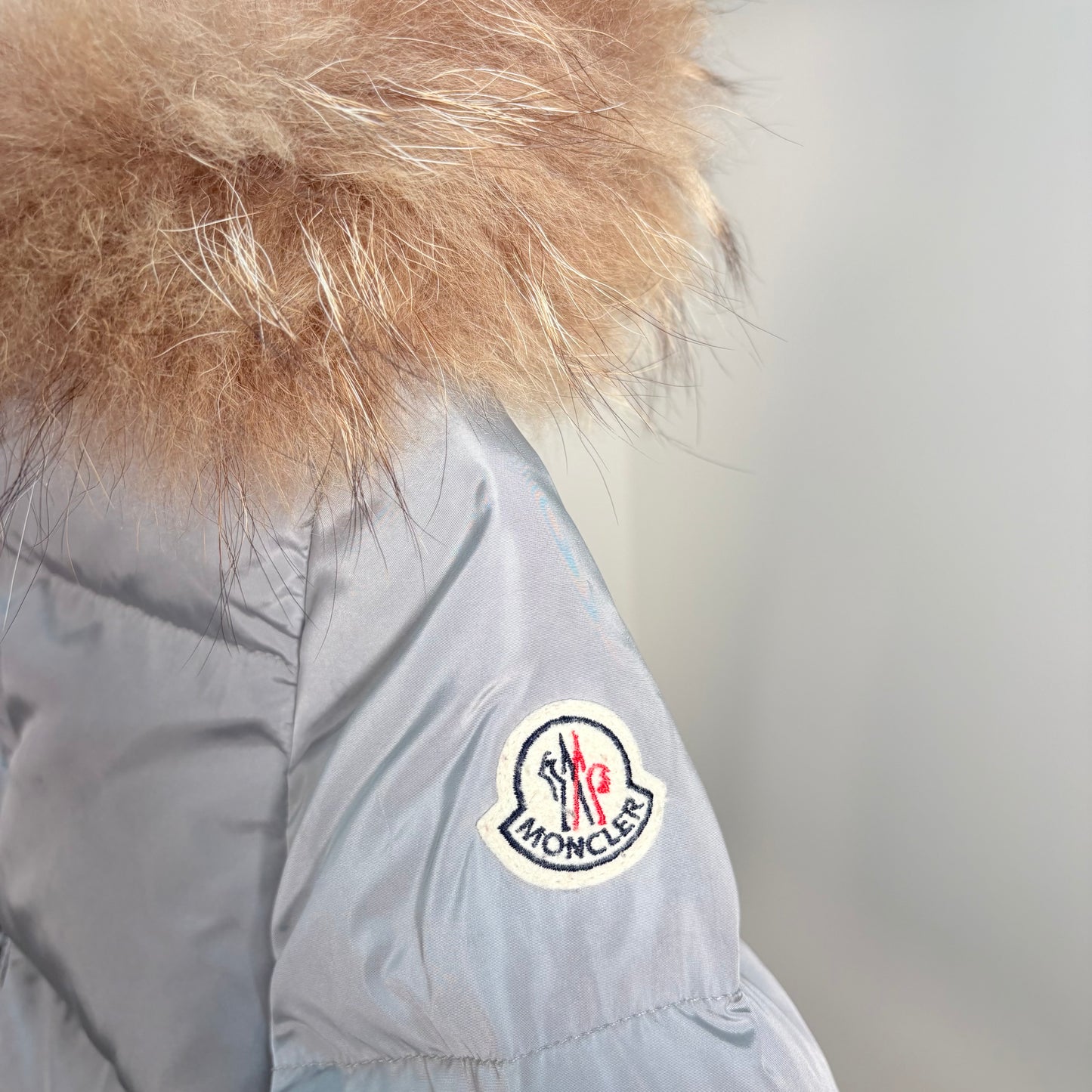 Kids Moncler Grey Padded Fur Trim - Age 8