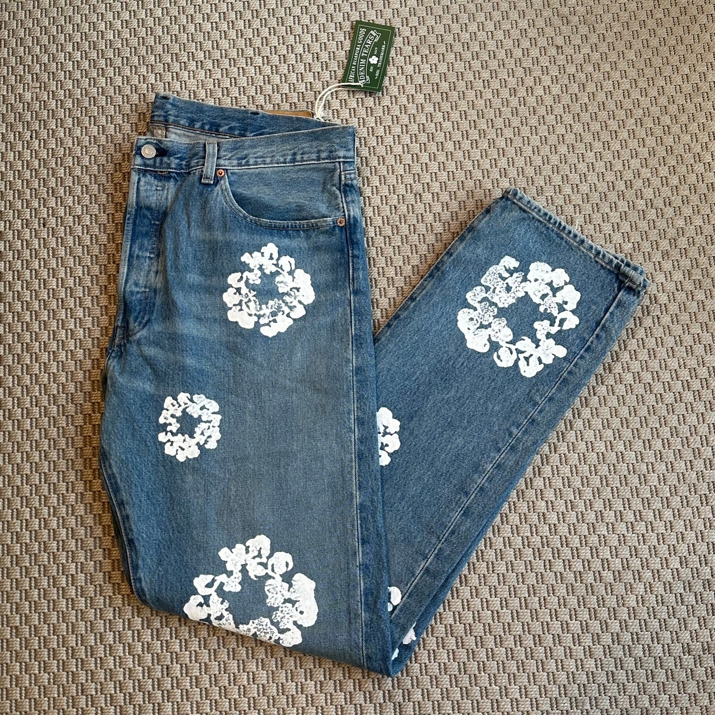 Denim Tears x Levi's Denim Wreath Print Straight Leg Jeans – New In Tags W38