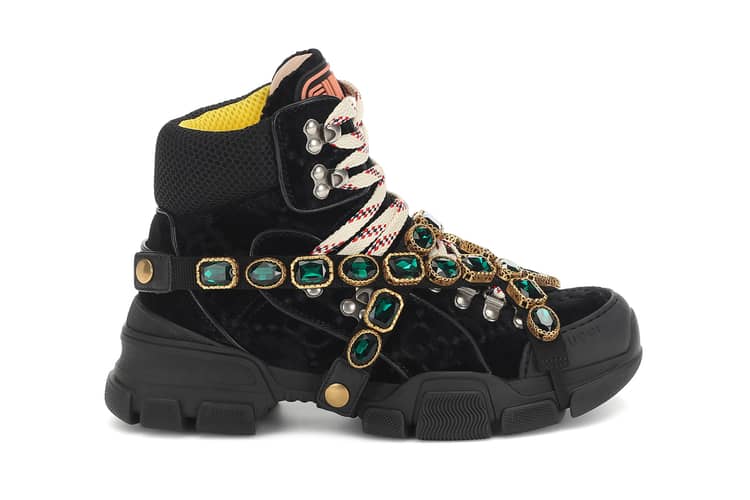 Gucci Black Crystal Velvet Flashtreck Chunky Boots – EU 37.5 / UK 4.5