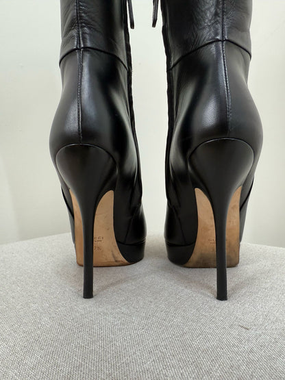 Gucci Black Leather Knee High Boot's - UK 4.5