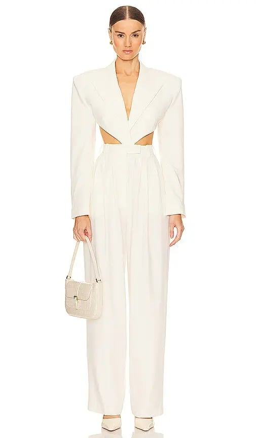 Ronny Kobo Cream Suit Jumpsuit Small