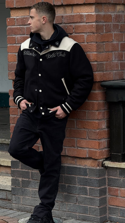 Billionaire Boys Club Black Off-White Western Heart Bomber Varsity Jacket - XL