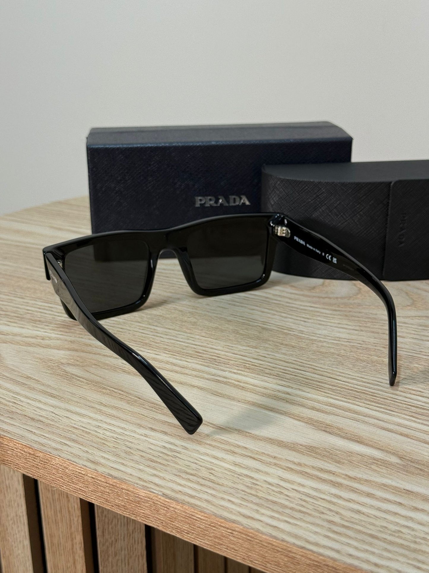 Prada Black Rectangle Flat Top Sunglasses - One Size