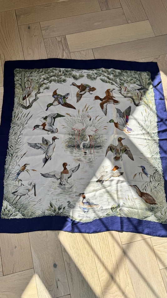 Hermès Blue Pond Halte En Camargue Silk Scarf By Robert Dallet – 90 x 90 cm