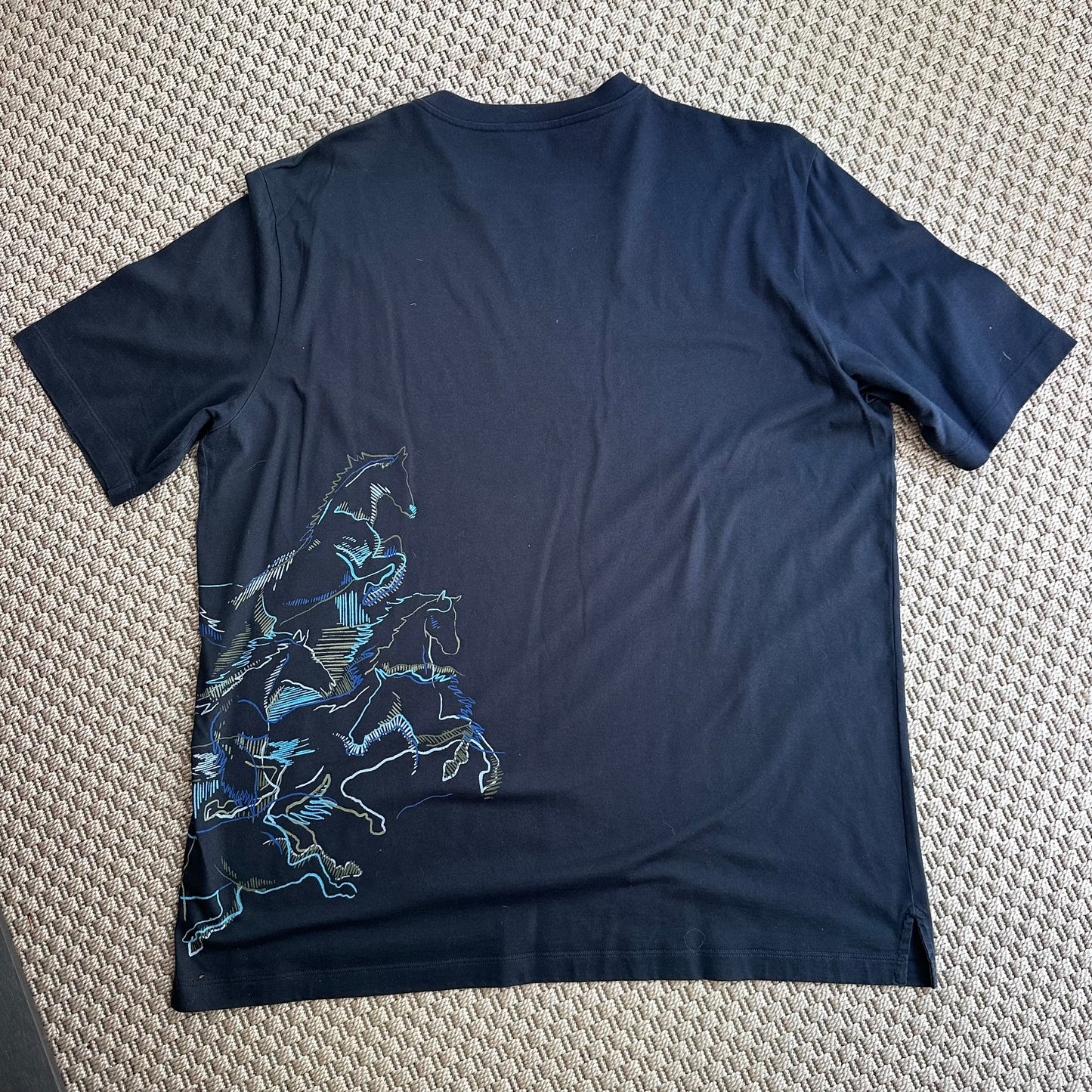 Hermès men’s Navy blue unicorn horse T-shirt - XL