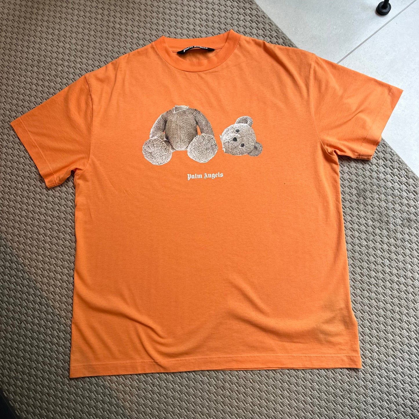 Palm Angels Orange teddy bear logo T-shirt - XXL