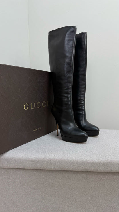 Gucci Black Leather Knee High Boot's - UK 4.5