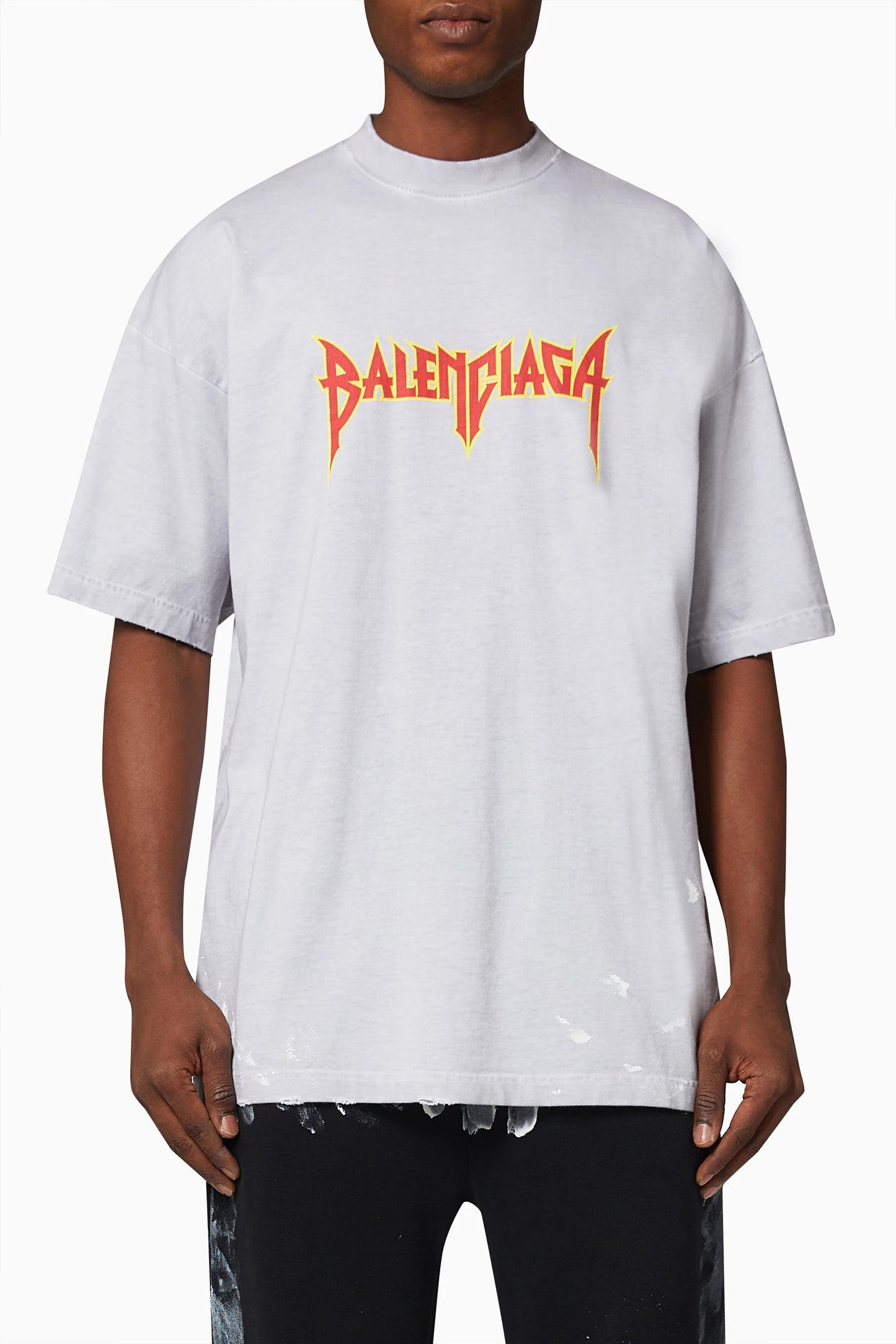 Balenciaga Red Yellow Metallica-Style Logo T-Shirt – Unifit 4