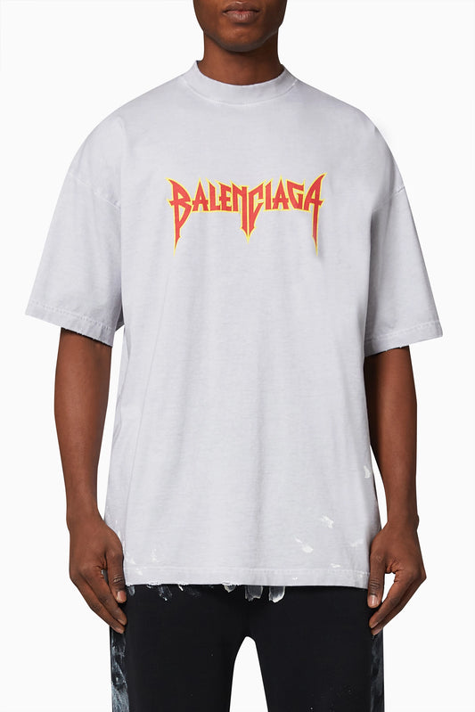 Balenciaga Red Yellow Metallica-Style Logo T-Shirt – Unifit 4