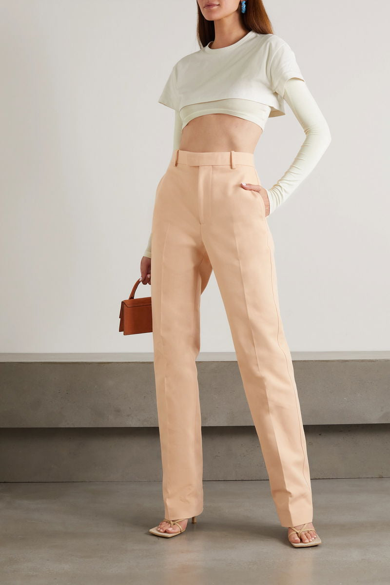 Jacquemus Cream & White Cropped Long Sleeve Layered Top - Medium