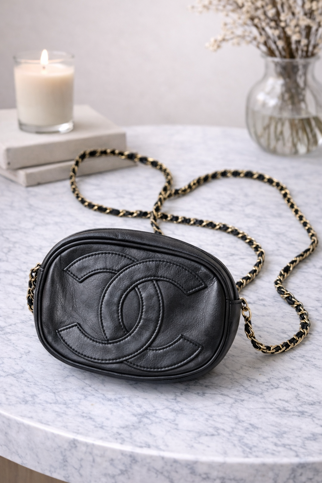 Chanel Black Oval Vintage Chanel Mini Bag