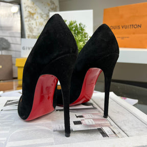 Christian Louboutin So Kate 120 Veau Velour Black Heels - UK 3