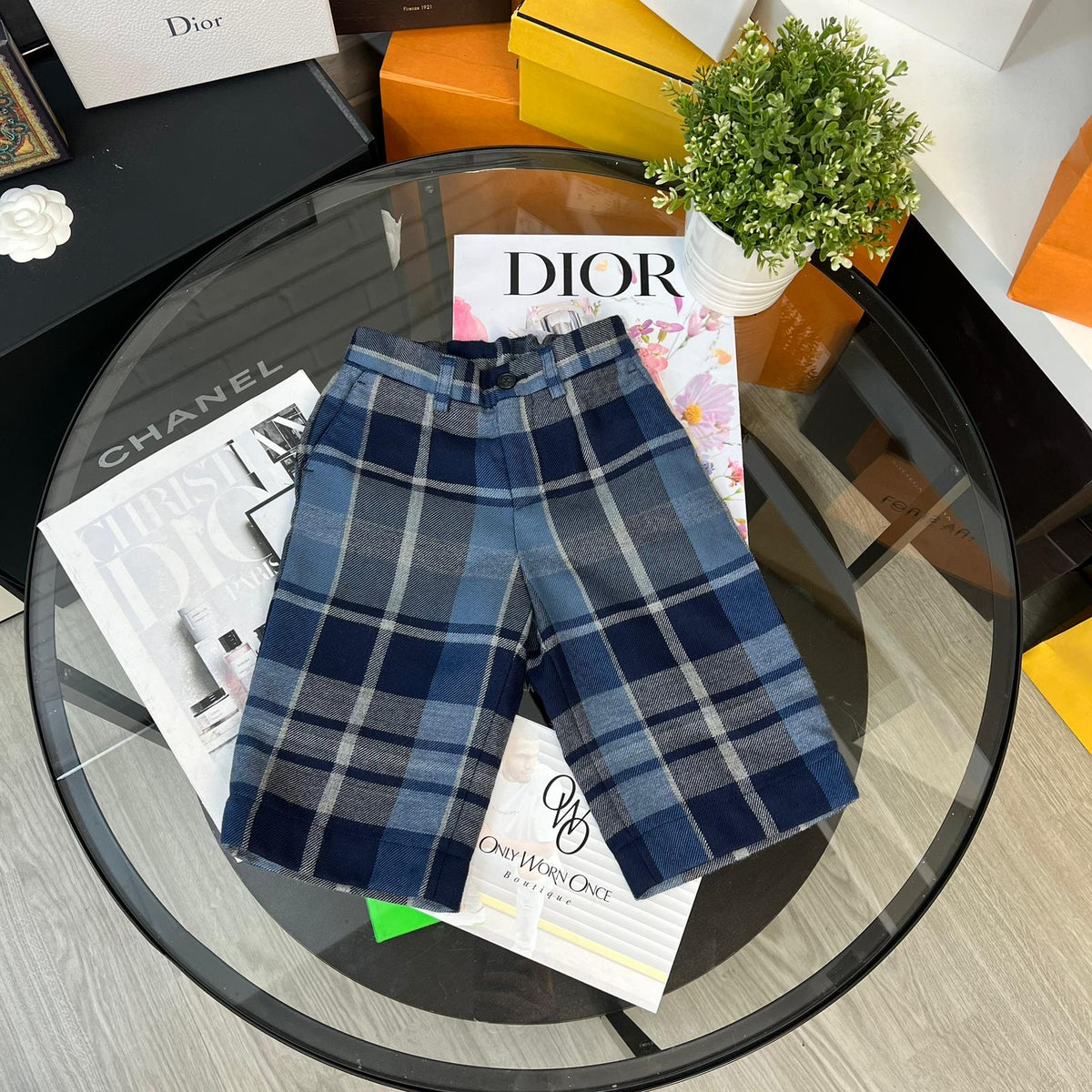 Kids Dolce & Gabbana Blue Checkered Chino Shorts (Age 6)