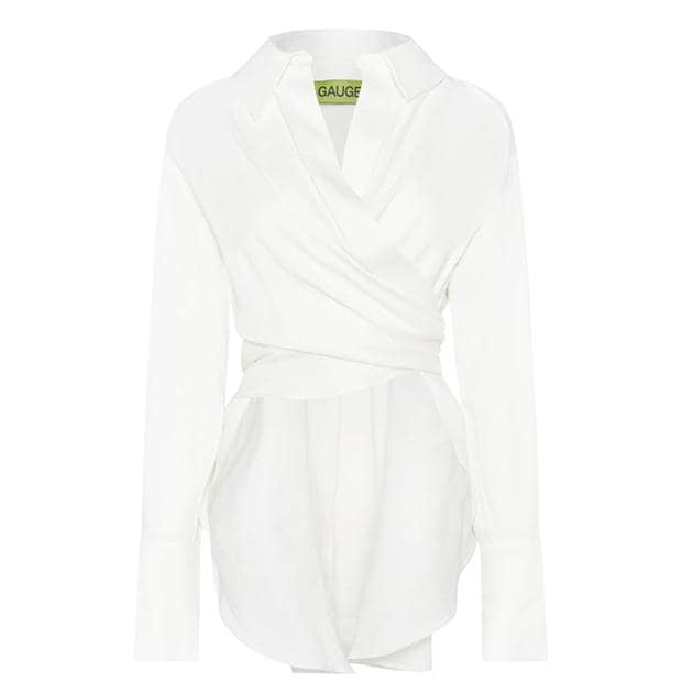 Gauge81 Egg Shell Linen Tie Shirt And Skirt Set - XS/S
