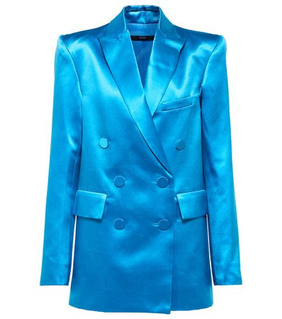 Alex Perry Blue Duchess Silk Blazer Skirt Set, In Tags - UK 8