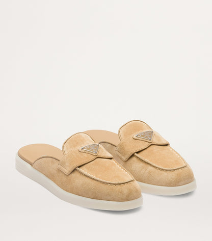 Prada Nude Suede Loafer Mules- Brand New In Box Uk 4.5