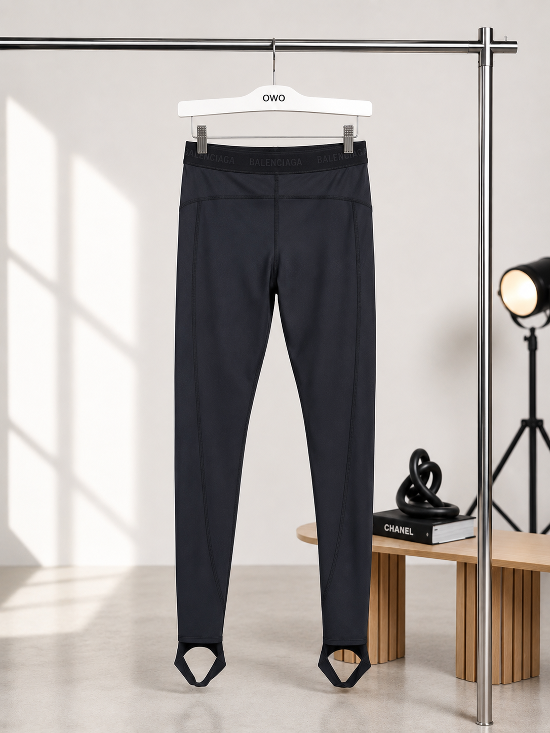 Balenciaga Black Logo Waist Leggings - Medium