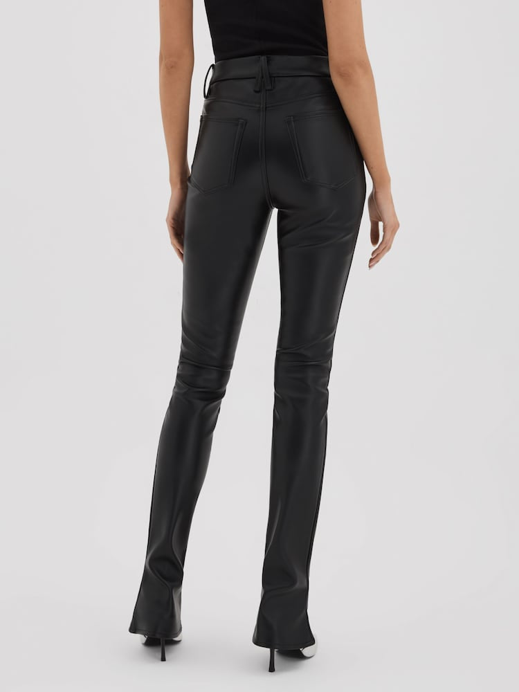 Good America Black Leather Flare Pants , New With Tags - 0/25