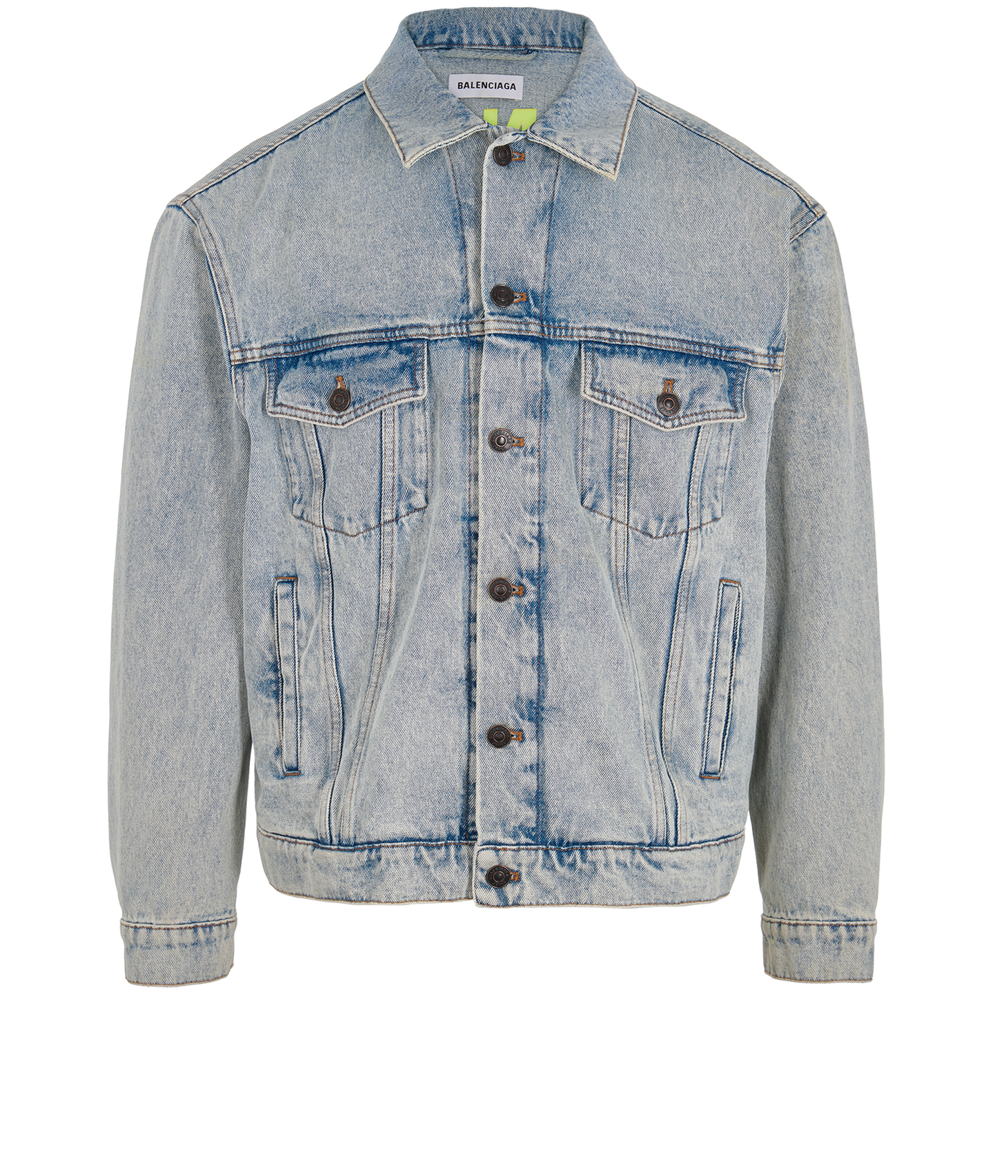 Balenciaga Denim Yellow Logo Jacket - Size 36-SMALL