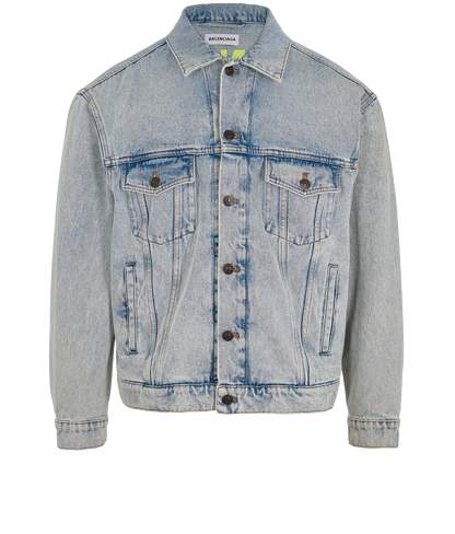 Balenciaga Denim Yellow Logo Jacket - Size 36-SMALL