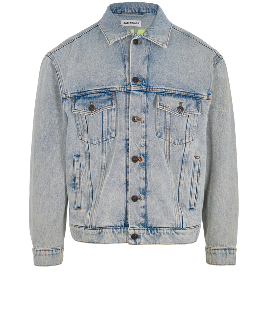 Balenciaga Denim Yellow Logo Jacket - Size 36-SMALL