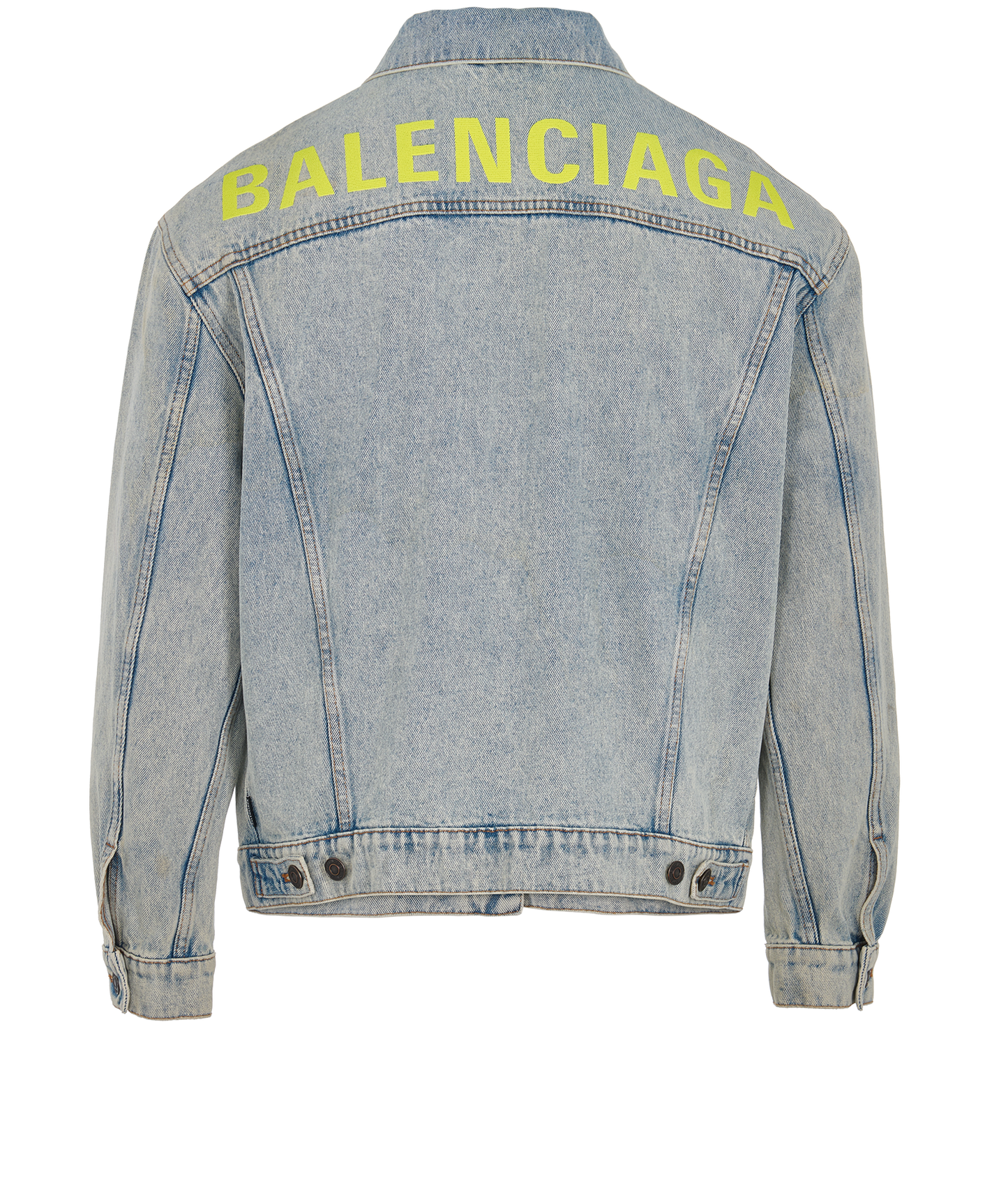 Balenciaga Denim Yellow Logo Jacket - Size 36-SMALL