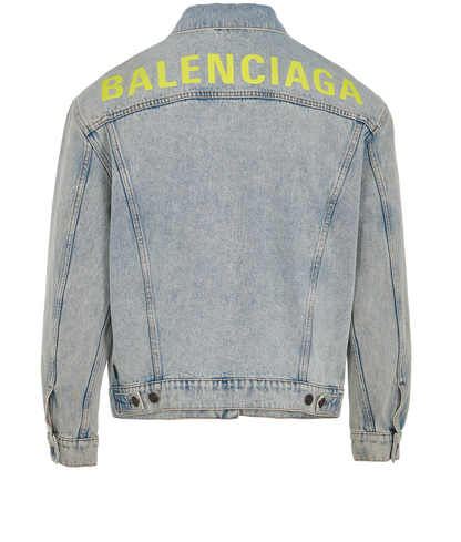 Balenciaga Denim Yellow Logo Jacket - Size 36-SMALL