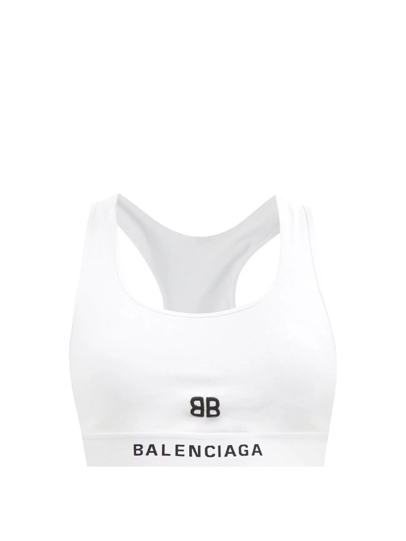 Balenciaga White Black Logo BB Crop Top - Medium
