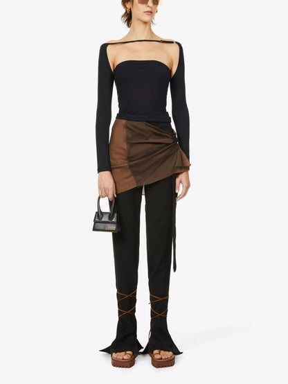 Jacquemus Black Detailed Open-Back Camisole Long Sleeve - Small