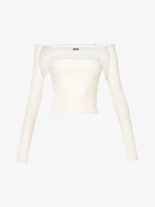 Jacquemus Cream & Gold Detailed Open-Back Camisole Long Sleeve - Small