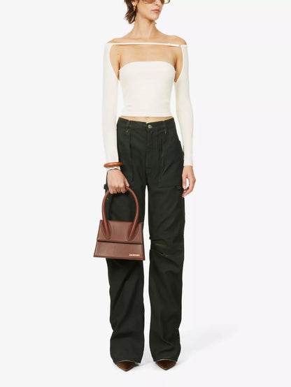 Jacquemus Cream & Gold Detailed Open-Back Camisole Long Sleeve - Small