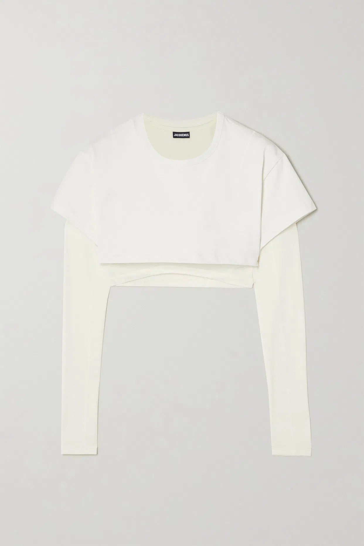 Jacquemus Cream & White Cropped Long Sleeve Layered Top - Medium