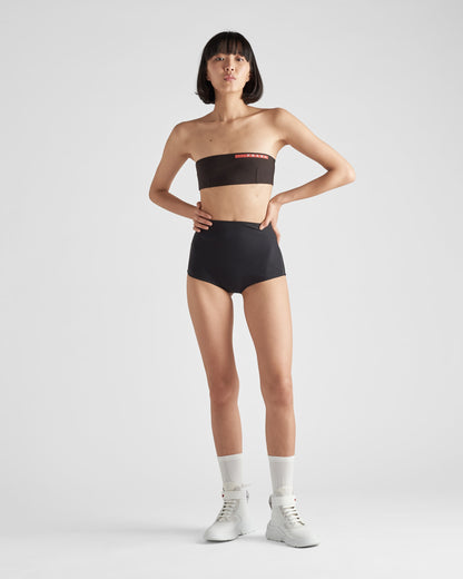 Prada Black Red Logo Bandeau Top - Medium