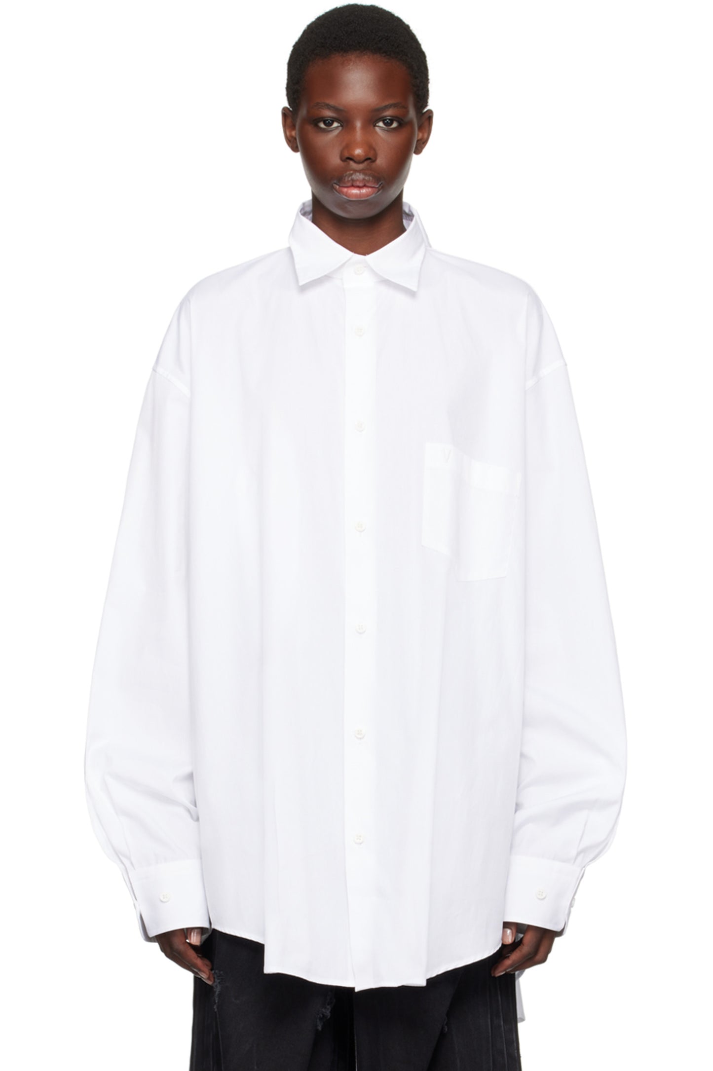 Vetements White Logo Collared Shirt - Small