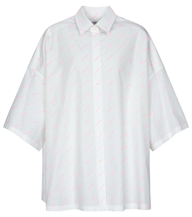 Balenciaga White Pink Multi Logo Shirt - 36/Small
