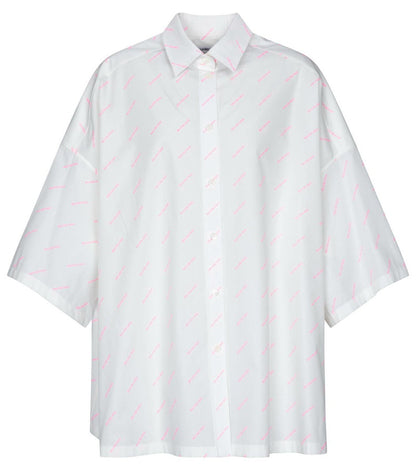 Balenciaga White Pink Multi Logo Shirt - 36/Small